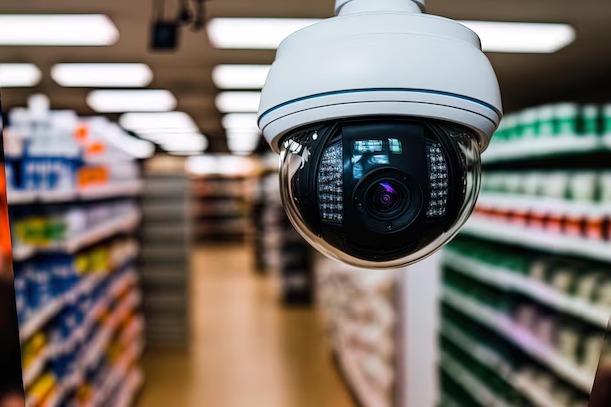CCTV surveillance camera in retail environment